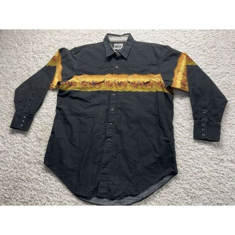Vintage Cumberland Outfitters Pearl‎ Snap Horse Western Cowboy Shirt Size XXL